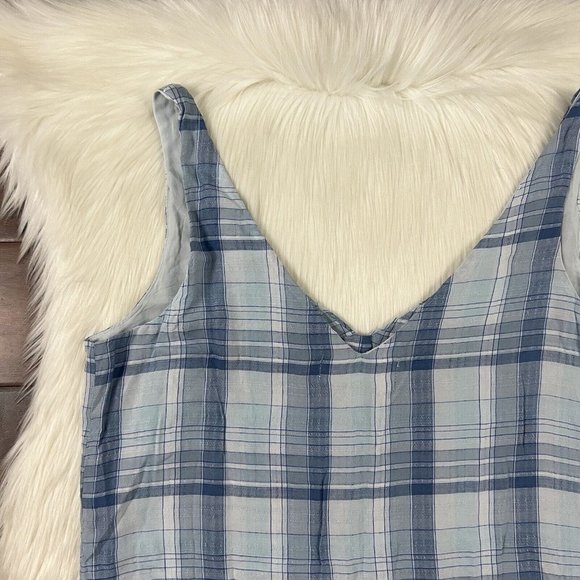 Cloth & Stone Anthropologie Size Petite Small Blue White Plaid Sleeveless Dress - Picture 8 of 9